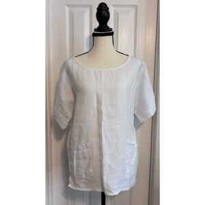 Francesca Bettini 100% Linen Short Sleeve Shirt Womens Large Resort Wear Summer